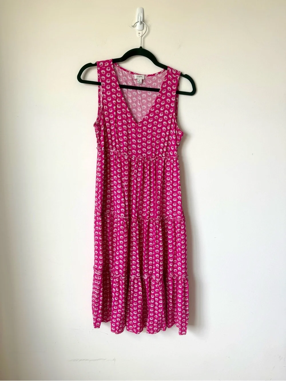 J. CREW Sleeveless Pink Floral Tiered Summer Midi Dress—SZ. 4